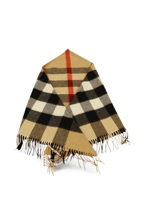 Burberry Pre-Owned check-pattern fringed cashmere scarf - Brown