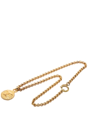 CHANEL Pre-Owned 1980-1990 CC Gold Plated Woven Round Pendant Necklace costume necklace