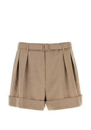 Saint Laurent belted wool bermuda shorts - Neutrals