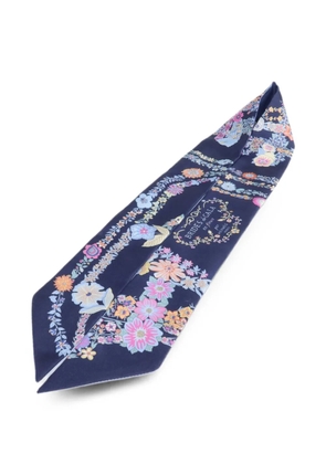 Hermès Pre-Owned floral-print silk scarf - Blue