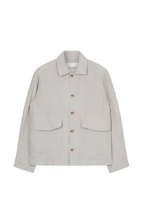 Closed button-fastening flap-pocket jacket - Grey