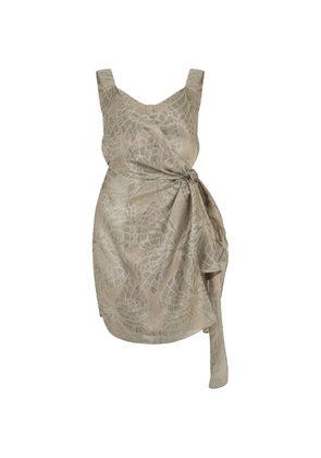 Alberta Ferretti jacquard-effect knotted-waist party dress - Neutrals