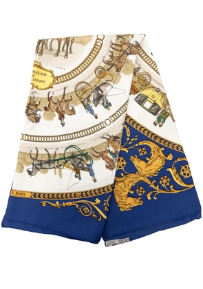 Hermès Pre-Owned 2000-2026 La Promenade de Longchamps Silk Scarf 90 scarves - White