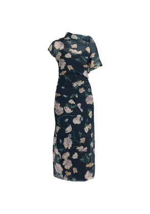 ERDEM floral-print organza-cloque midi dress - Blue