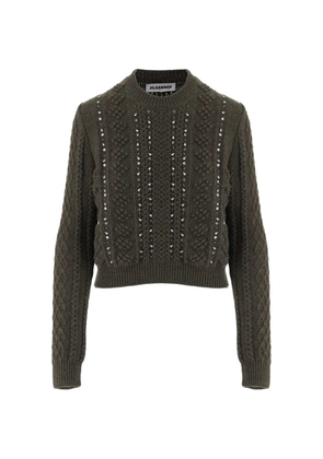 Jil Sander sequin-embellished cable-knit sweater - Green