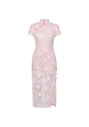 ANOUKI sequin-embellished floral-appliqué maxi dress - Pink