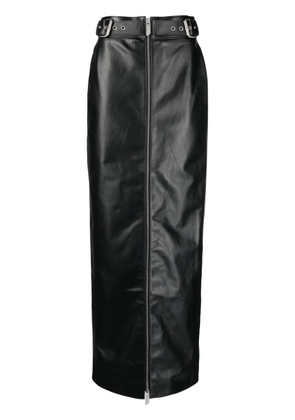 GCDS logo-embossed leather maxi skirt - Black