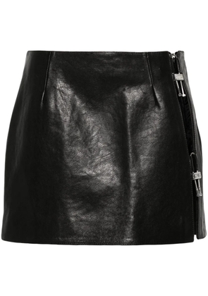 GCDS logo-plaque leather mini skirt - Black
