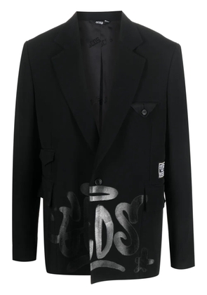 GCDS graffiti-print silk blazer - Black