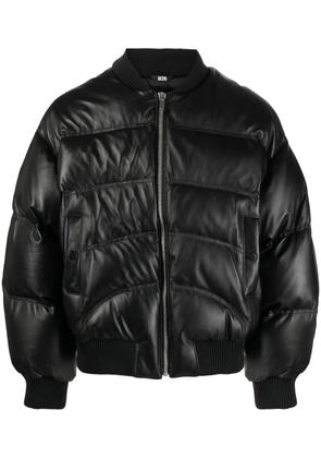 GCDS puffer leather jacket - Black
