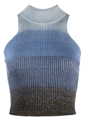 GCDS degradé ribbed-knit cropped top - Blue