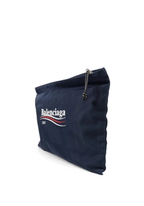 Balenciaga Pre-Owned 2017 logo-embroidered cluch bag - Blue