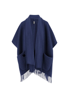 Ferragamo fringed cashmere cape - Blue