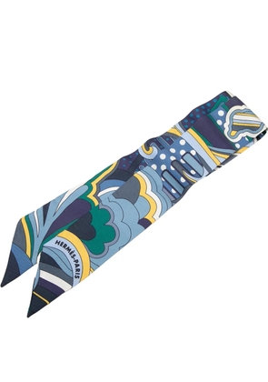 Hermès Pre-Owned 2000-2026 Faubourg Rainbow Silk Twilly Scarf scarves - Blue