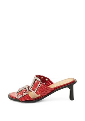 GANNI buckled eyelet-detail sandals - Red