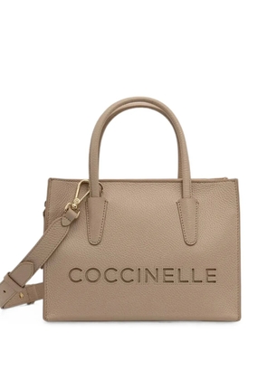 Coccinelle logo-debossed leather tote bag - Neutrals