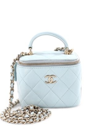 CHANEL Pre-Owned Classic Top Handle Vanity Case with Chain Quilted Lambskin Mini crossbody bag - Blue