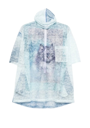 Barbara Bologna lace-detail cat-print top - Blue