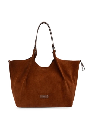 GIANNI CHIARINI suede-finish logo-patch shoulder bag - Brown