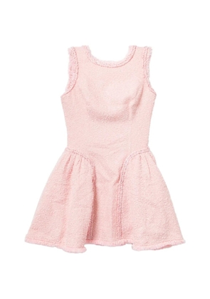 Self-Portrait bouclé-knit frayed mini dress - Pink