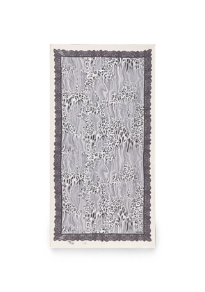 Blugirl leopard-print lace-trim scarf - Grey
