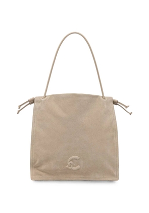 Coccinelle calf suede logo-patch tote bag - Neutrals