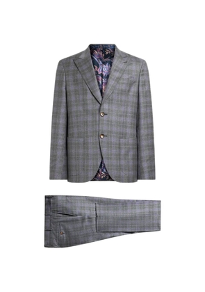 ETRO single-breasted wool and cashmere suit with check motif - Grey