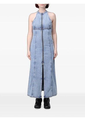 Armani Exchange zip-up halterneck maxi dress - Blue