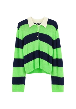 Bellerose striped polo-collar sweater - Green