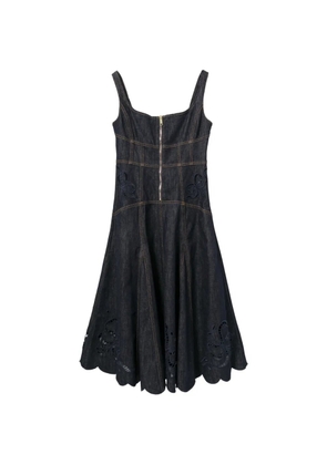 Self-Portrait cut-out flared-hem midi dress - Blue