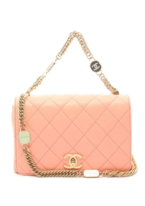 CHANEL Pre-Owned 2021-2026 CC Quilted Lambskin Chain with Charms Full Flap satchel - Orange