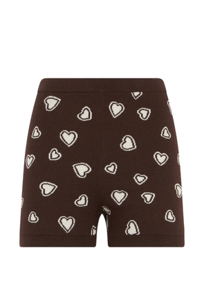Moschino heart-print wool mini shorts - Brown