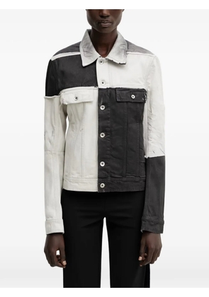 Rick Owens DRKSHDW Trucker patchwork raw-cut jacket - White
