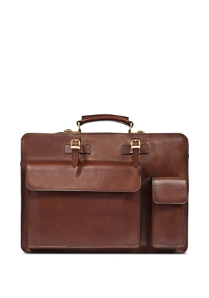 The Bridge buckle-detail leather briefcase - Brown