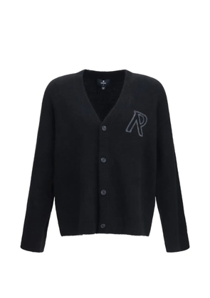 Represent logo-embroidered V-neck cardigan - Black