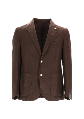 BRANDO herringbone-weave single-breasted blazer - Brown