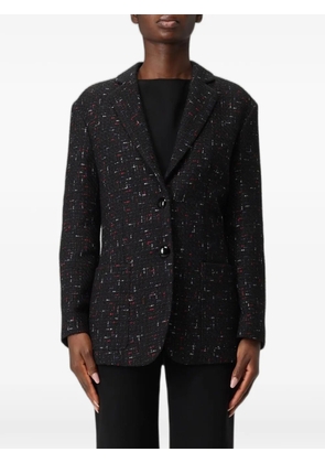 Emporio Armani tweed-effect button-fastening blazer - Black