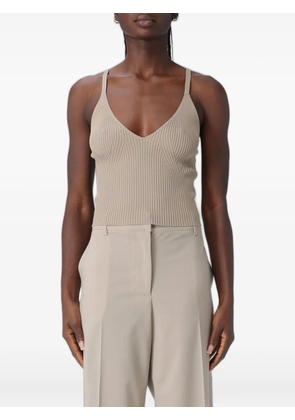 Emporio Armani ribbed-knit V-neck top - Neutrals