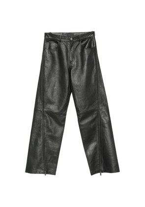Haikure belt-loops leather trousers - Black