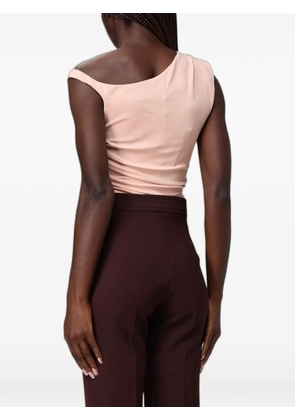 Elisabetta Franchi draped-detail asymmetric bodysuit - Neutrals