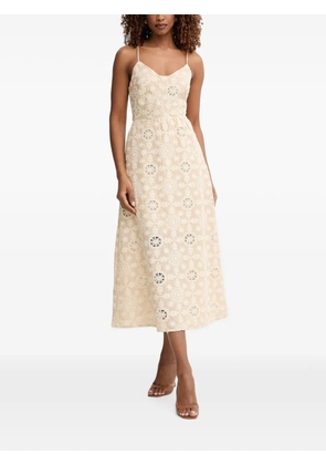 FRACOMINA broderie-anglaise lace-up midi dress - Neutrals
