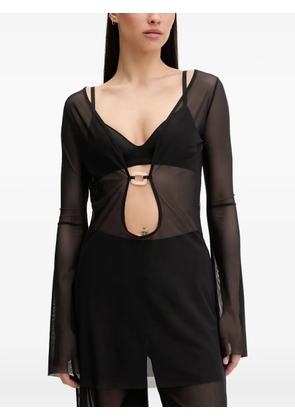 Bond-eye cut-out long-sleeve beach cover - Black