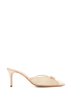 Andrea Wazen Kris 75 crystal-embellished bow-detail mules - Neutrals