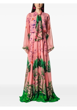 MIAU by Clara Rotescu floral-print pussy-bow maxi dress - Pink