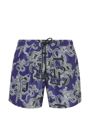 Philipp Plein printed swim shorts - Blue