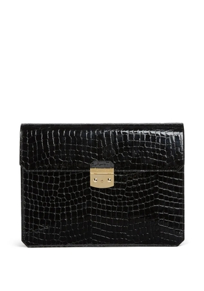 DSQUARED2 crocodile-embossed leather clutch bag - Black
