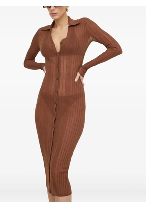 PINKO button ribbed midi dress - Brown
