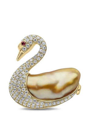 Yoko London 18CT YG GOLD KESHI DIA BROOCH 93D:0.44CT