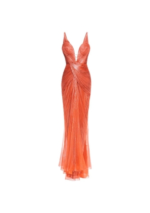 Maria Lucia Hohan Corinna draped lace-up maxi dress - Orange