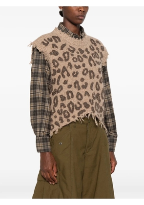 R13 leopard-pattern top - Brown